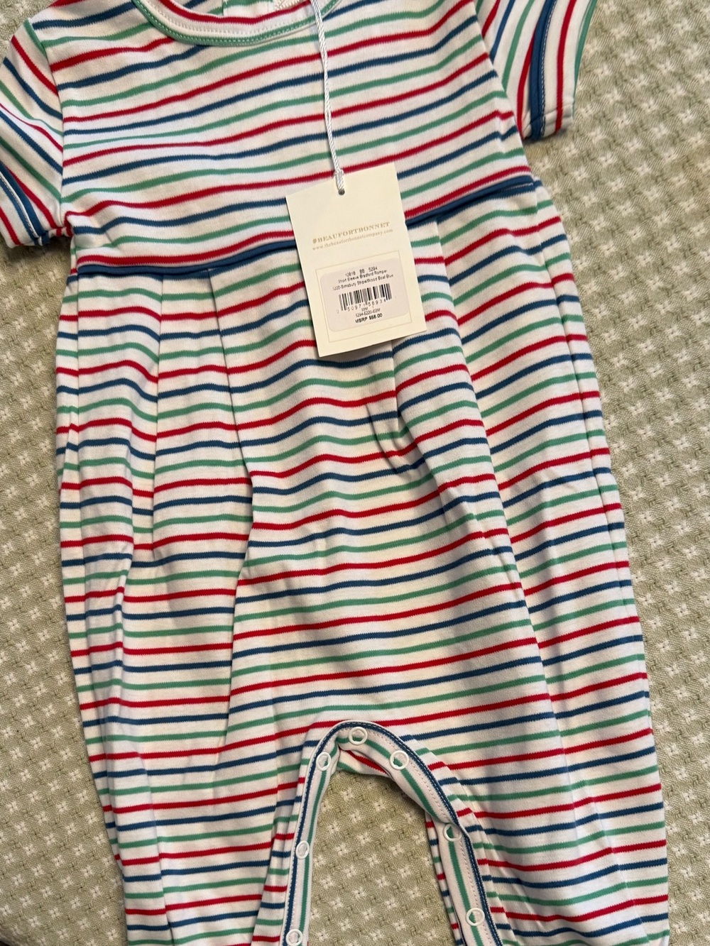 NWT Beaufort Bonnet Company Short Sleeve Bradford Romper (0-3 months)